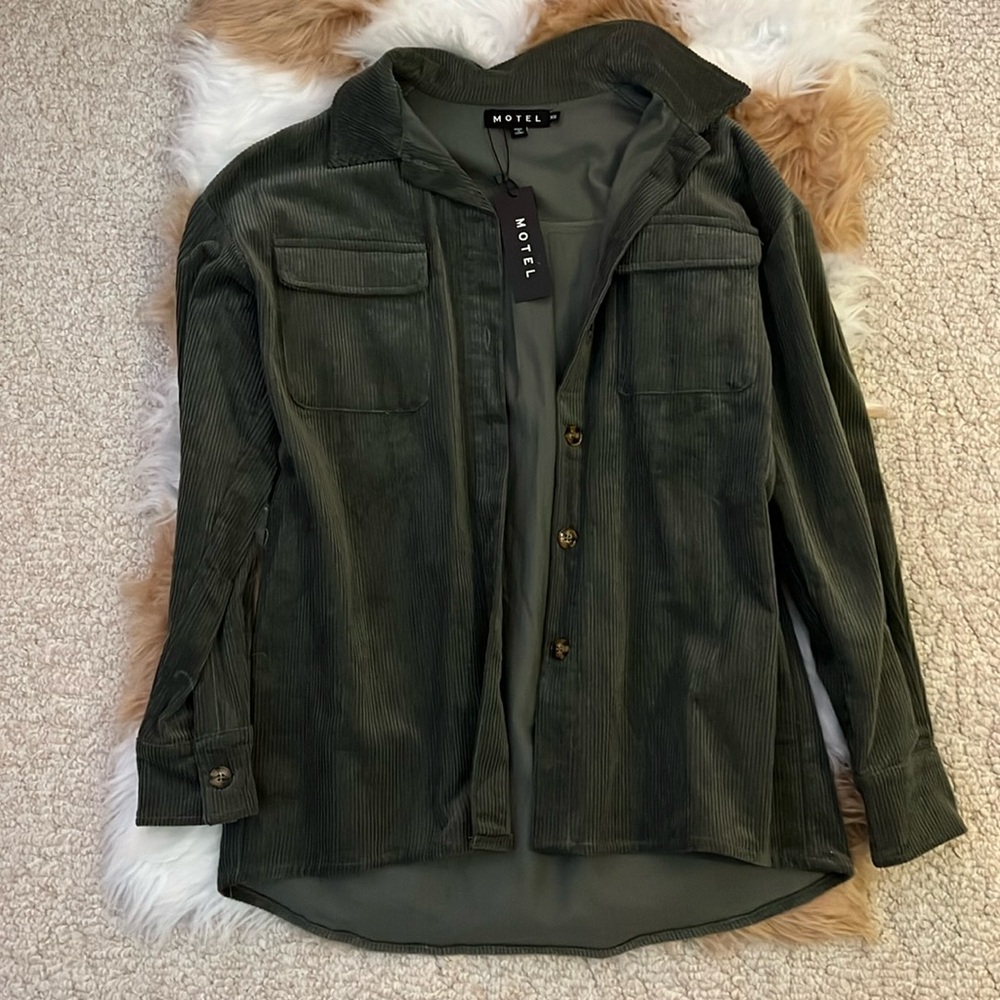NWT green corduroys Motel button down